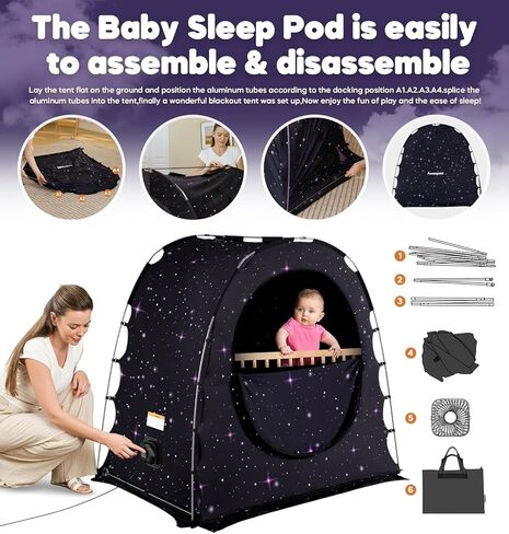 خيمة تعتيم للحزم واللعب، حجرة نوم الطفل، خيمة سرير الأطفال، غطاء سرير بمظلة تعتيم، حجرة نوم للأطفال مع شاشة، غطاء تعتيم للتعبئة واللعب، سماوي in Kuwait