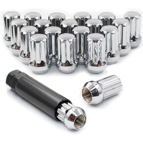 Wheel Accessories Parts 20 Pcs 9/16" Thread Short Truck 1.50" Long Spline Lug Nuts Black 7 Spline Hex Fits 2005-11 Dodge Dakota 2003-09 Durango 2002-11 Ram 1500