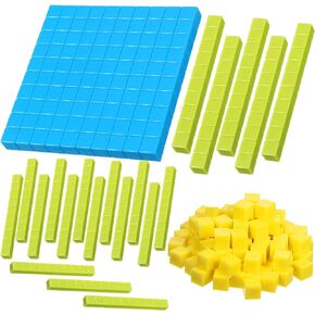 121 Pieces Base Ten Blocks 3 Color Plastic Base Number Concepts and Counting Base Units Tens and Ones Blocks Kids Educational Cubes Math Learning Tools for Teachers Kindergarten 1st 2nd 3rd Grade