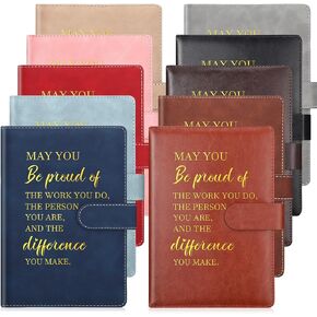 10 Pcs Thank You Gifts Inspirational Notebooks Bulk May You Proud of the Work You Do A5 Leather Journals Notebook Employee Appreciation Gifts for Student Teacher Back to School Gifts
