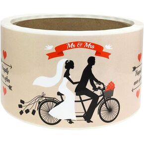 Mr. and Mrs. Silhouette Water Bottle Labels 2 x 8 Inch 50 Total Stickers On A Roll