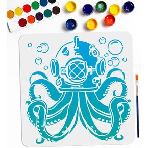 MAYJOYDIY Lion Sword Bow and Arrow Stencil 11.8×11.8inch Large Lion Head Stencil Reusable Wild Animal King Crown Arrow Drawing Template with Paint Brush for Art Crafts Canvas Furniture Wall Wood