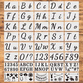 3 Inch Letter Stencils and Numbers,40Pcs Stencils for Painting Crafts Drawing Templates Reusable Plastic Stencils Wood, Wall, Fabric, Rock, Chalkboard DIY Art Decor