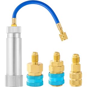 AC Oil Injector Kit for R1234YF R134A R410A, AC Dye Oil Injector Kit with 1/4" SAE Connector, R1234YF R134A Low Side Quick Coupler, R410 Mini Split Adapter, R1234YF Dye Injector for HVAC System