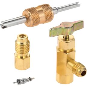 R134a Double Use Can Tap, Self Sealing & Puncture R134a Refrigerant Dispenser with Tank Adapter 1/4 Female and 1/2 Male, Refrigerant Can Bottle Tap Opener for AC Freon Charging Hose