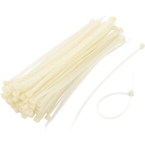 uxcell Plastic Self Locking Reusable Cable Zip Ties Fastener 198 x 5mm 100pcs Beige