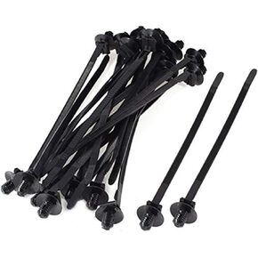20pcs Nylon Push Mount Car Dome Cable Zip Tie, 6.5inch Length, Black