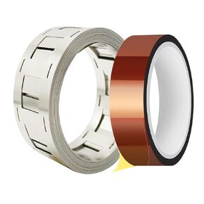 2P Pure Nickel Strip 0.15x27mm 1m/3.3ft 99.66% Pure Nickel Strip for 18650 Lithium Battery with 8mm 33m/108ft Heat Resistant Tape