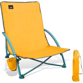 2 Pack Low Folding Beach Chair,Portable Lightweight Lowback Sling Chair, Outdoor Low Seat Camping Chair w/Cup Holder & Carry Bag for Sand Camping Lawn Picnic Festival,Blue in Saudi Arabia