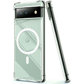 KIOMY Case for Google Pixel 6a Shockproof Bumper Protective Cover Hybrid Design Hard PC Back + Flexible TPU Raised Bezel Slim Fit with Airbags Corners Crystal Clear in Saudi Arabia