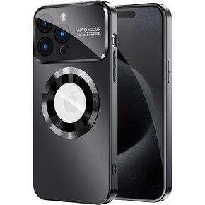 Magnetic for iPhone 15 Pro Max Case, Compatible with MagSafe, Built-in Camera Lens Protector, Logo View, Military Grade Drop Proof Phone Cover, Black