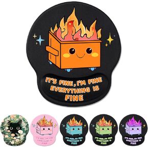 Ergonomic Mouse Pad with Wrist Support, Cute Funny Gel Mouse Pads Wrist Rest, Dumpster on Fire Comfortable Computer Mousepad for Gaming Laptop Work Home Desk Accessories Office Supplies Decor