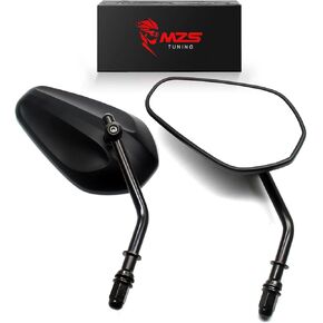 MZS Motorcycle Mirrors Blcak, M8 Touring Rear View Handlebar Side Mirror Accessories Compatible with Sportster Road King Street Glide Electra Dyna Softail Ultra Vrod CVO