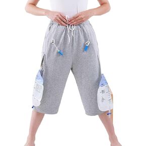 Mens Urine Bag Pants Care Underwear Catheter Shorts Urinate Drainage Bag Pants for Elderly (Color : Black, Size : M-Medium)