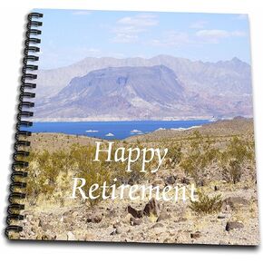 3dRose db_221583_2 Print of Happy Retirement View of Lake and Mountain - Memory Book, 12 by 12"