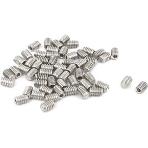 uxcell M2x3mm Metric 304 Stainless Steel Hex Socket Set Cup Point Grub Screws Silver Tone for Towel Rack Door Knob 50pcs