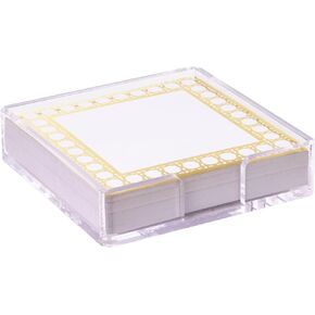 Lilly Pulitzer Notepad Holder with 200 Blank Sheets, Cute Memo Pad with Tray, Acrylic Desk Accessories for Home or Office, Gold Caning
