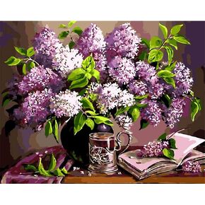 ABEUTY DIY Paint by Numbers for Adults Beginner - Purple Flower 16x20 inches Number Painting Anti Stress Toys (No Frame)