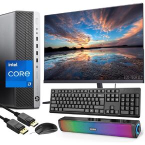 HP EliteDesk 800 G3 SFF Desktop PC Computer Small Form Factor w/ 21.5" 1080P Monitor & Speaker, Core i7-6700, 16GB RAM, 256GB SSD, Displayport, RJ-45/LAN Windows 10 Pro (Renewed)