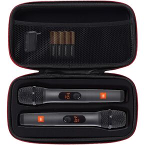 Wireless Microphone Carrying Case Compatible with JBL Wireless Two Microphone System with Dual-Channel Receiver.Microfono bag for Singing or Karaoke. (Black)