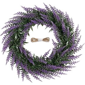 20 Inch Large Purple Lavender Wreaths for Front Door, Spring Summer Wreaths for Front Door Outside All Season Farm House Decorations for Home Outdoor Decor