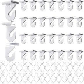 Suwimut 60 Pack Drop Ceiling Hooks for Hanging, White Heavy Duty Ceiling Hooks for Home Office Classroom Wedding Decorations, Metal T-Bar Clips for Suspended Drop Ceiling Tiles