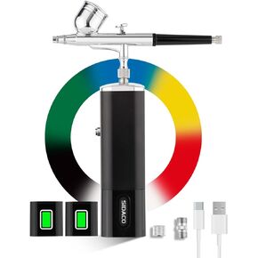 Airbrush Kit with Compressor with 2 Batteries, Portable Cordless Airbrush Kit with Replaceable Battery for Non-Stop Work in Painting, Models, Makeup, Cake Decorating,Barber - Airstart