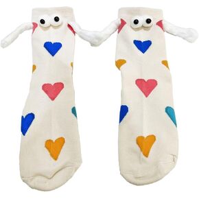 Pingyongchang Valentine's Day Socks for Women 3D Eyes and Magnetic Holding Hands Funny Novelty Love Heart Lips Socks