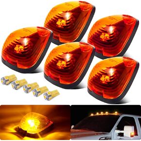 LED Cab Roof Lights Amber Top Clearance Marker Lights Fit For 1999-2016 Super Duty F150 F250 F350 F450 F550,2002-07 E150 E250 E350 E450,2017-18 Super Duty E350 E450,Waterproof IP67(Qty:5)