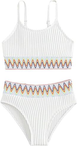 OYOANGLE Girl's 2 Pieces Bikini Swimsuit Set Crop Top and High Waist Bottom Bikini Set Bathing Suit in Saudi Arabia