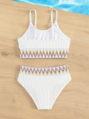 OYOANGLE Girl's 2 Pieces Bikini Swimsuit Set Crop Top and High Waist Bottom Bikini Set Bathing Suit in Saudi Arabia