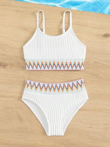 OYOANGLE Girl's 2 Pieces Bikini Swimsuit Set Crop Top and High Waist Bottom Bikini Set Bathing Suit in Saudi Arabia