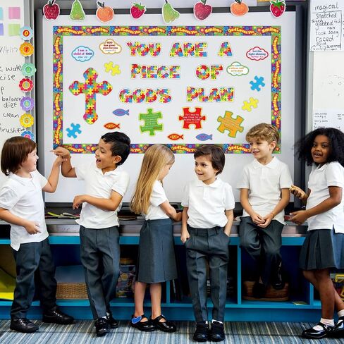 58 Pcs Back to School Bulletin Board Set Christian Bulletin Board Sunday School Decorations Gods Poster Kids Classroom Decorations Bible Verse Classroom Cutouts for Preschool Elementary Middle School in Saudi Arabia