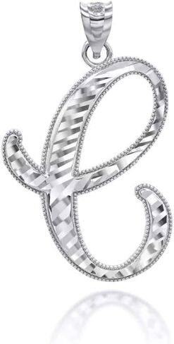 .925 Sterling Silver Fine Dangling Cursive Initial A-Z Charm Pendant - Choice of Initial Letter in Saudi Arabia