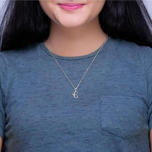 .925 Sterling Silver Fine Dangling Cursive Initial A-Z Charm Pendant - Choice of Initial Letter in Saudi Arabia
