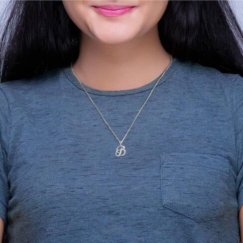 .925 Sterling Silver Fine Dangling Cursive Initial A-Z Charm Pendant - Choice of Initial Letter in Saudi Arabia