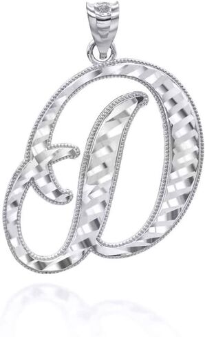 .925 Sterling Silver Fine Dangling Cursive Initial A-Z Charm Pendant - Choice of Initial Letter in Saudi Arabia