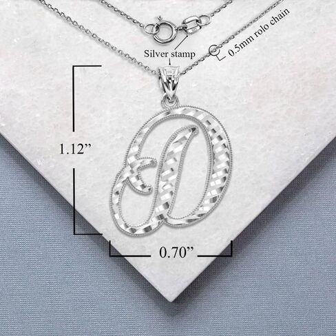 .925 Sterling Silver Fine Dangling Cursive Initial A-Z Charm Pendant - Choice of Initial Letter in Saudi Arabia
