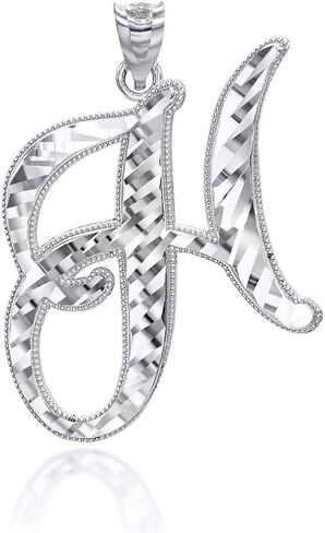 .925 Sterling Silver Fine Dangling Cursive Initial A-Z Charm Pendant - Choice of Initial Letter in Saudi Arabia