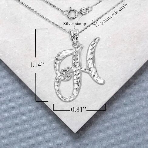 .925 Sterling Silver Fine Dangling Cursive Initial A-Z Charm Pendant - Choice of Initial Letter in Saudi Arabia