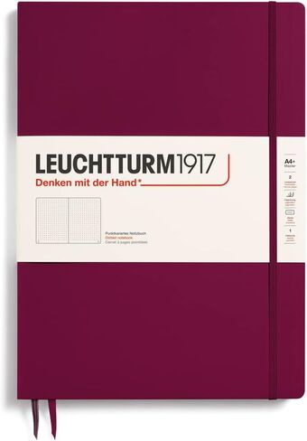 LEUCHTTURM1917 - غلاف صلب للكمبيوتر المحمول Master Slim A4+ - 123 صفحة مرقمة للكتابة واليوميات (ميناء أحمر، منقط) in Saudi Arabia
