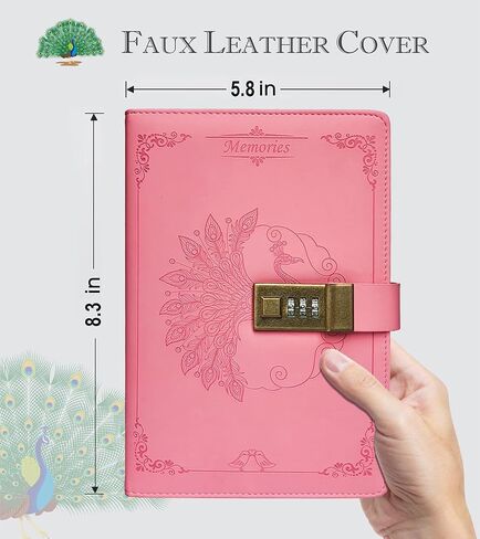 Diary With Lock for Women & Adults, A5 Refillable Leather Locked Journal for Girl & Boy 250 pages, Password Lockable diaries with Pen & Stickers, and Gift Box (Brown) in Saudi Arabia
