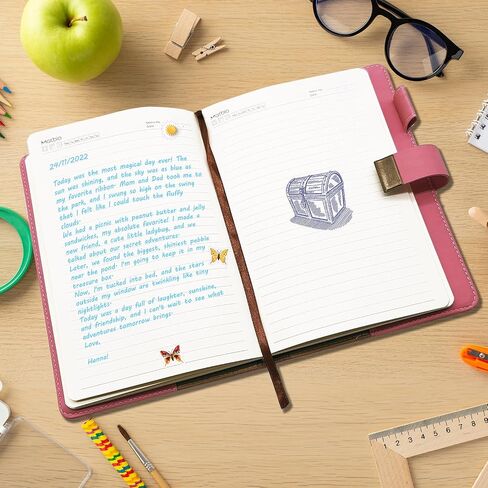 Diary With Lock for Women & Adults, A5 Refillable Leather Locked Journal for Girl & Boy 250 pages, Password Lockable diaries with Pen & Stickers, and Gift Box (Brown) in Saudi Arabia