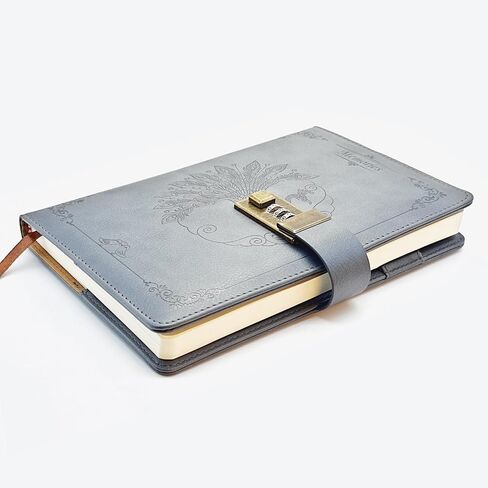 Diary With Lock for Women & Adults, A5 Refillable Leather Locked Journal for Girl & Boy 250 pages, Password Lockable diaries with Pen & Stickers, and Gift Box (Brown) in Saudi Arabia