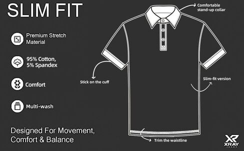 قمصان بولو للرجال من X RAY بأكمام قصيرة، قمصان بولو جولف قطنية مطاطية ذات أداء نحيف للرجال in Kuwait
