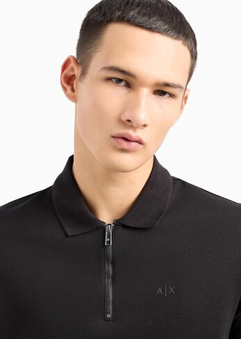 A｜X ARMANI EXCHANGE Men's Regular Fit Zipper Polo in Saudi Arabia