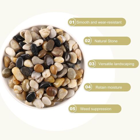 11LB Polished River Rocks for Plants with Mixed Colors 1/4-5/8Inch Decorative Natural River Stones Pebbles for Outdoor Small Stones Gravels for Home Decoration in Saudi Arabia