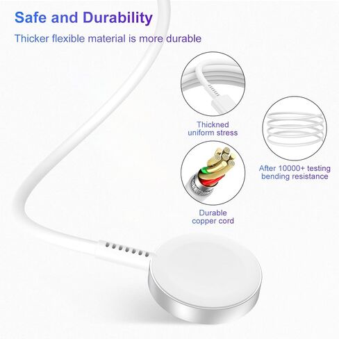 2023 Upgraded Apple Watch Charger Cord for iWatch Series Ultra/8/7/6/SE/SE2/5/4/3/2/1, USB C Magnetic Fast iWatch Charging Cable 3FT [Portable] - White05 in Kuwait