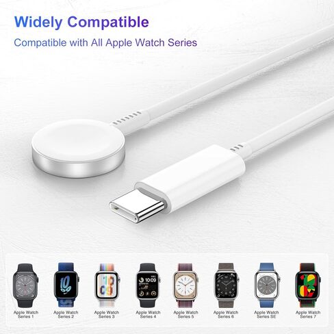 2023 Upgraded Apple Watch Charger Cord for iWatch Series Ultra/8/7/6/SE/SE2/5/4/3/2/1, USB C Magnetic Fast iWatch Charging Cable 3FT [Portable] - White05 in Kuwait