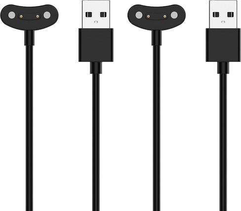 شاحن بديل متوافق مع كابل شحن Ticwatch Pro 5 بطول 3.3 قدم USB كابل شحن مغناطيسي محمول لملحقات الساعة الذكية Ticwatch Pro 5 (عبوتان، أسود) in Kuwait